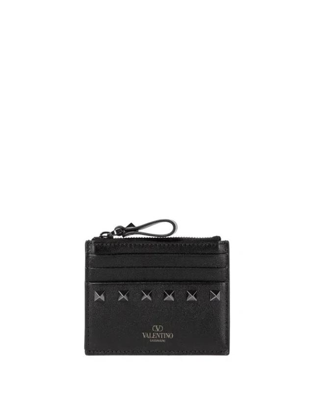 "rockstud" Card Holder In Black Product Image