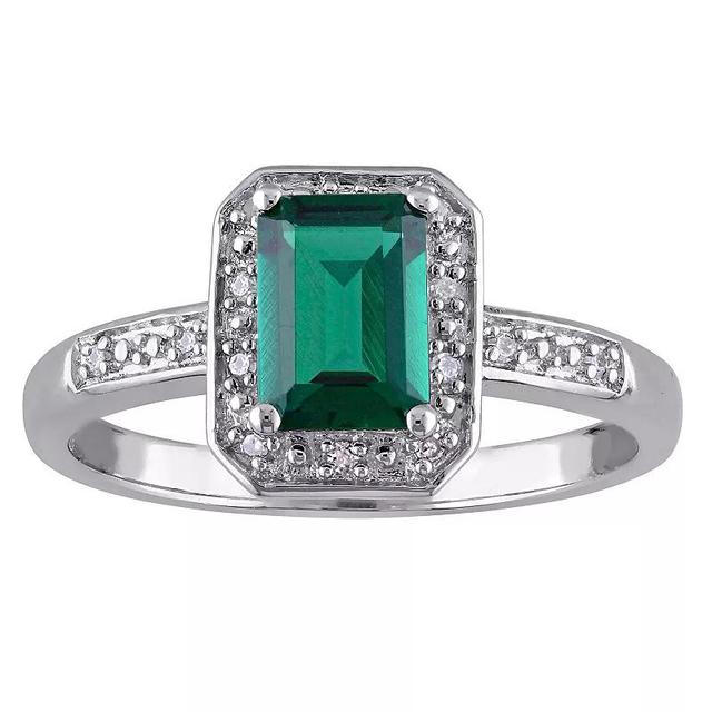 Stella Grace Sterling Silver Lab-Created Emerald & Diamond Accent Fashion Ring, Womens Product Image