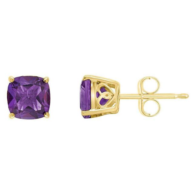 Alyson Layne 14k Gold Cushion Amethyst Stud Earrings, Womens Product Image