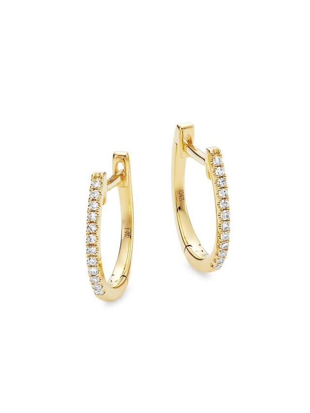 Womens 14K Yellow Gold & 0.08 TCW Diamond Huggie Earrings Product Image