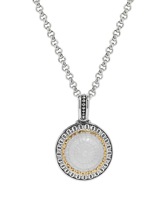 Womens Dome Sterling Silver, 18K Gold & Crystal Mother-Of-Pearl Doublet Pendant Product Image