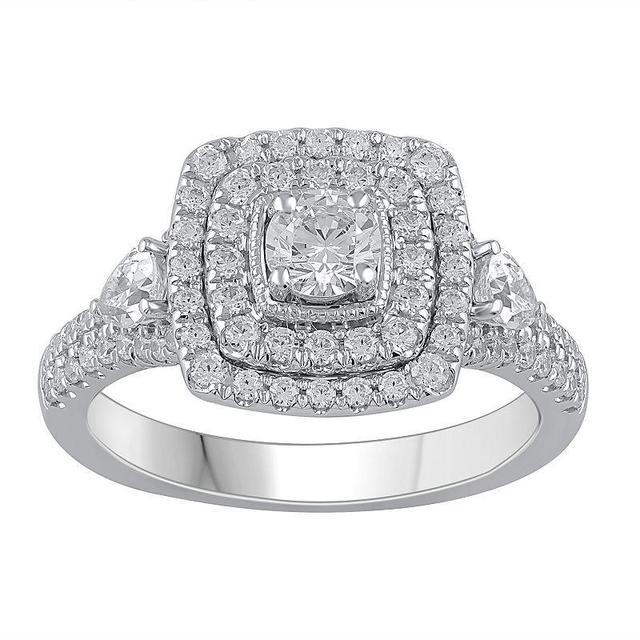 Platinum 1 Carat T.W. Diamond Tiered Cushion Halo Engagement Ring, Womens White Product Image