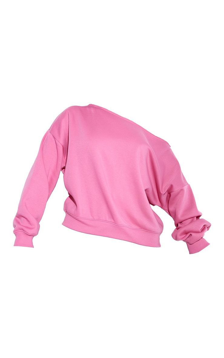 Shape Hot Pink Sweat Raw Edge Slouch Sweatshirt Product Image