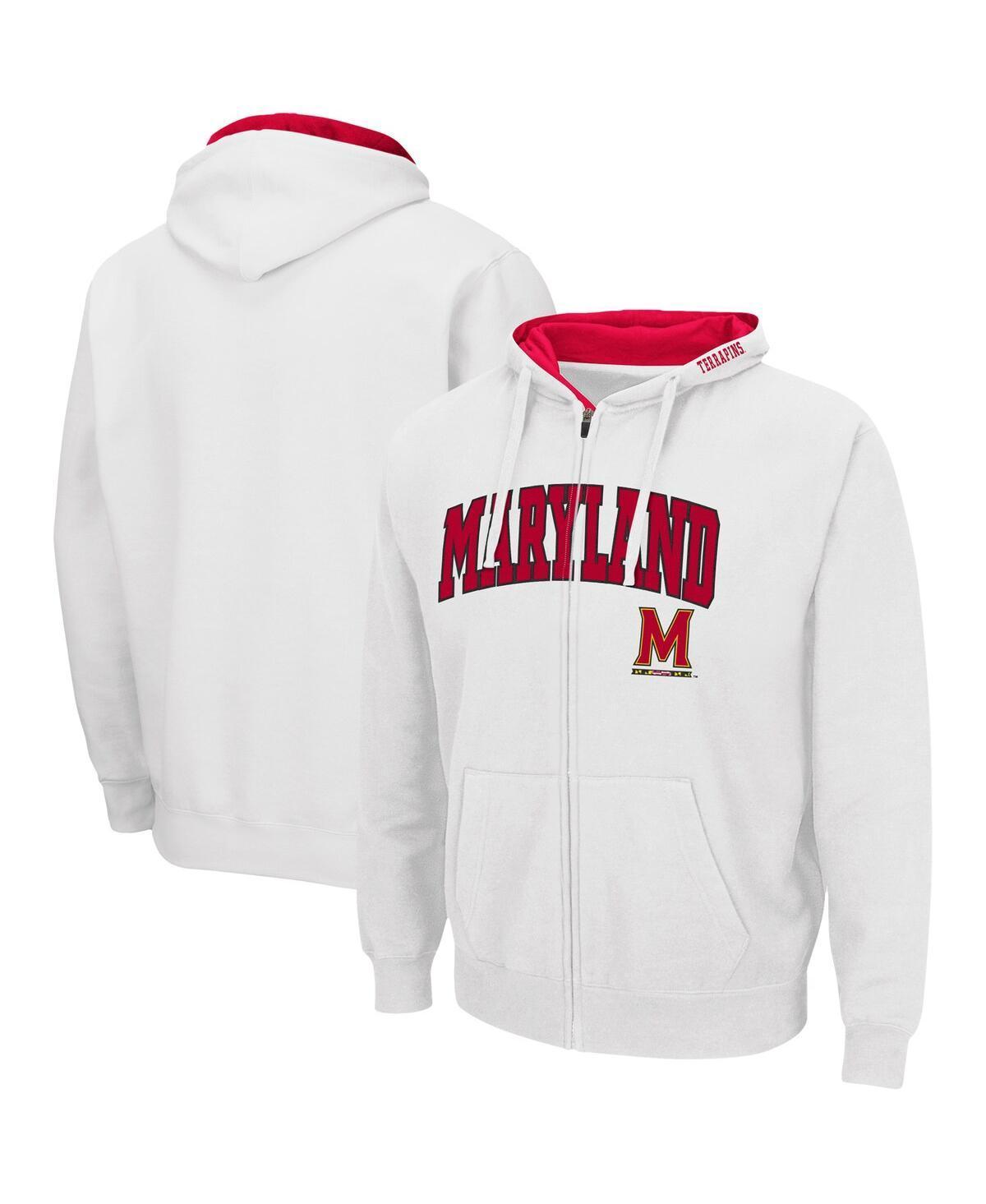 Mens Colosseum White Maryland Terrapins Arch and Logo 3.0 Full-Zip Hoodie Product Image