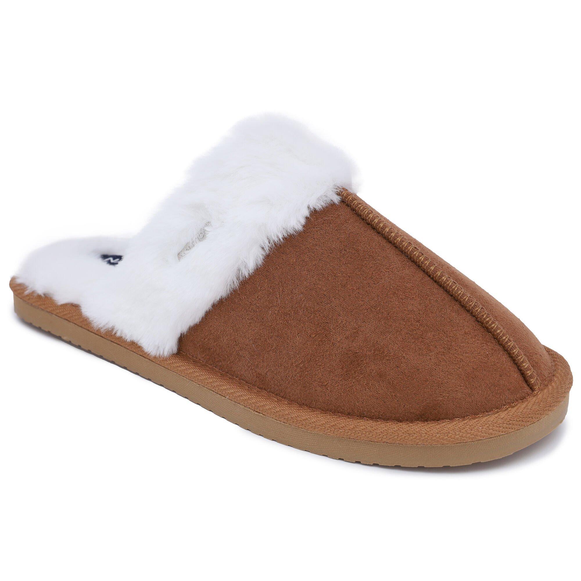 Microsuede Faux-Fur Trimmed Slipper Product Image