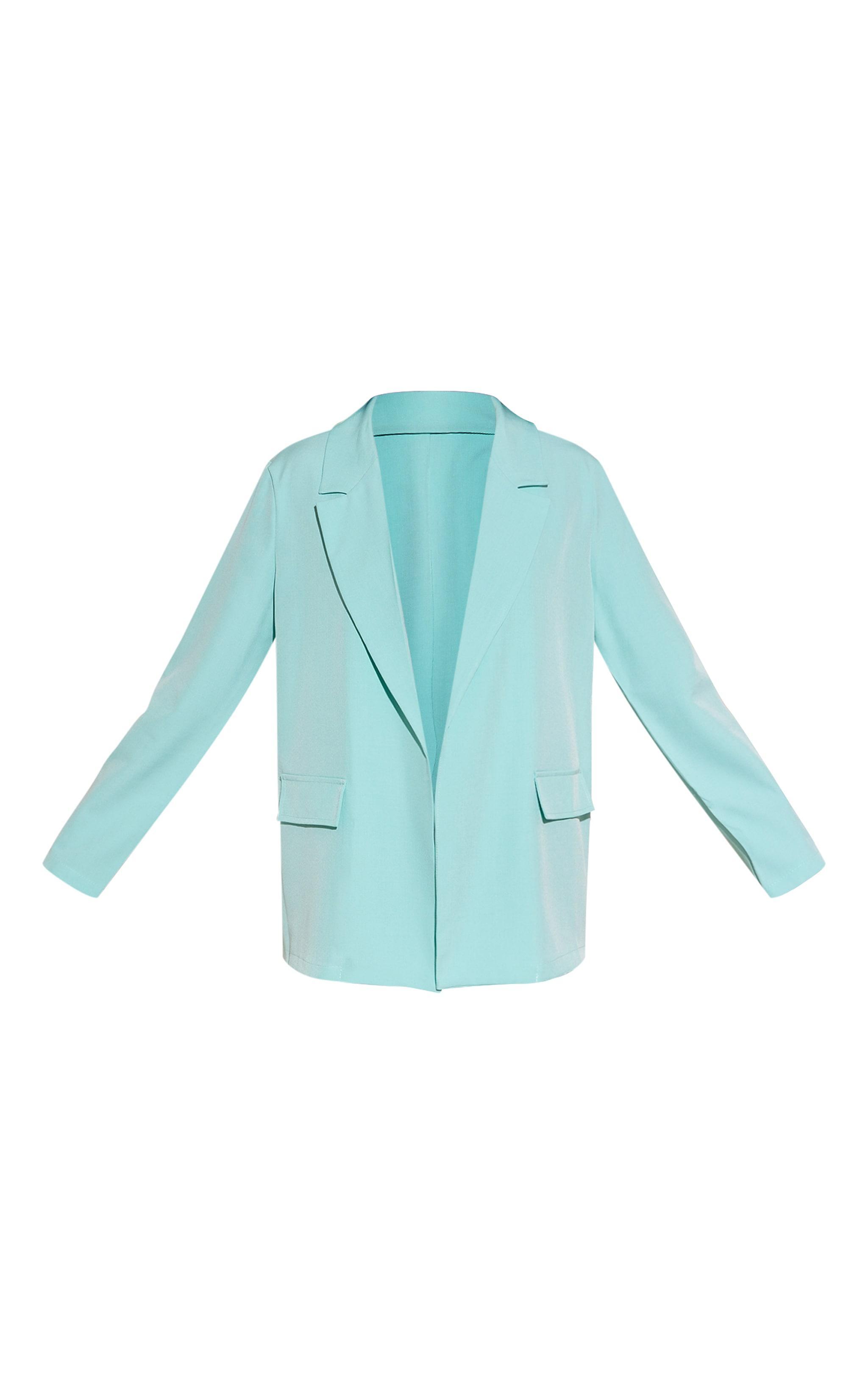 Mint Linen Look Minimal Blazer Product Image