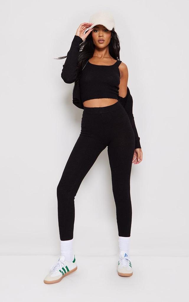 Tall Black Marl Knit Leggings Product Image