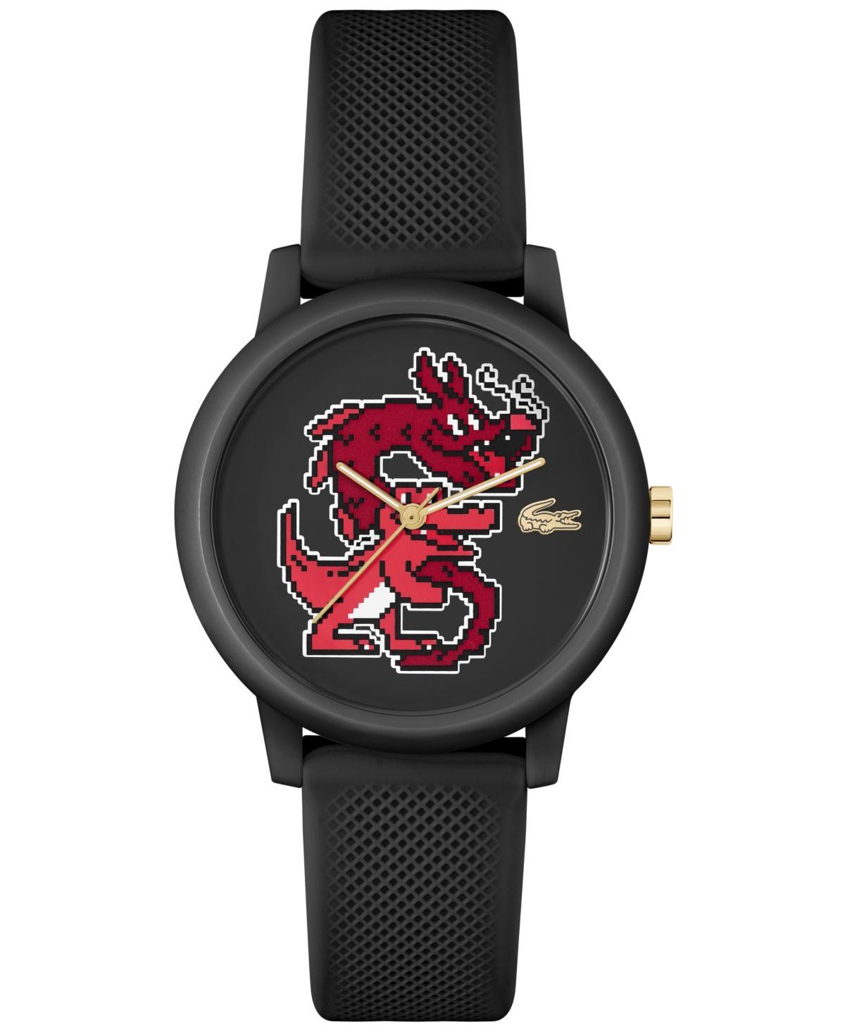 Lacoste Unisex L.12.12 Quartz Lunar New Year Black Silicone Strap Watch 36mm - Black Product Image