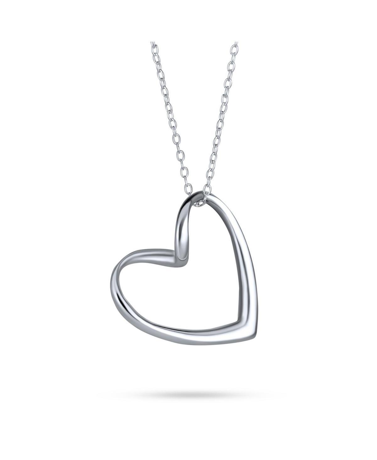 Bling Jewelry Floating Open Heart Pendant Necklace For Women For Sterling Silver With Chain Product Image