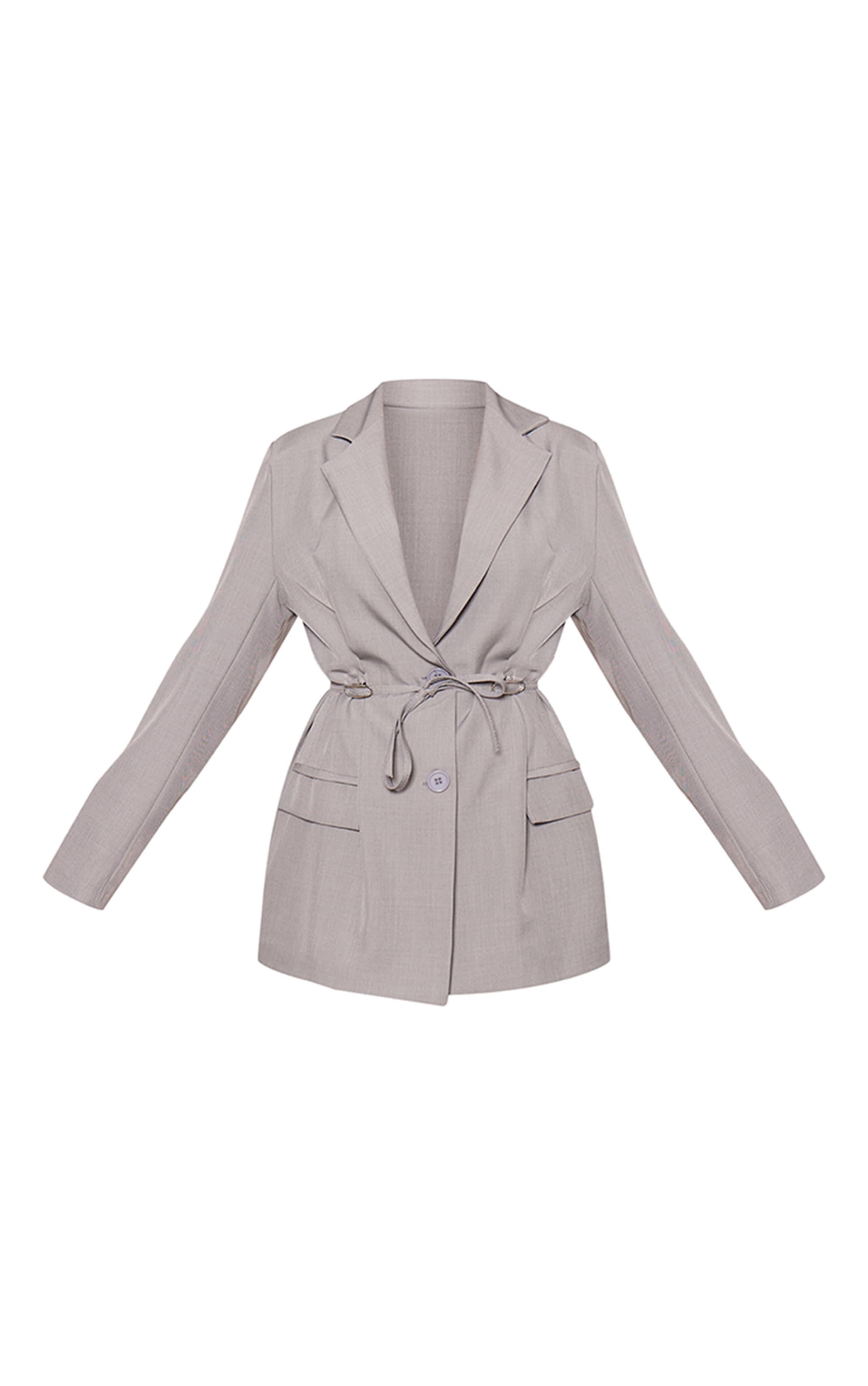 Grey Tie Front Bow Detail Blazer Product Image