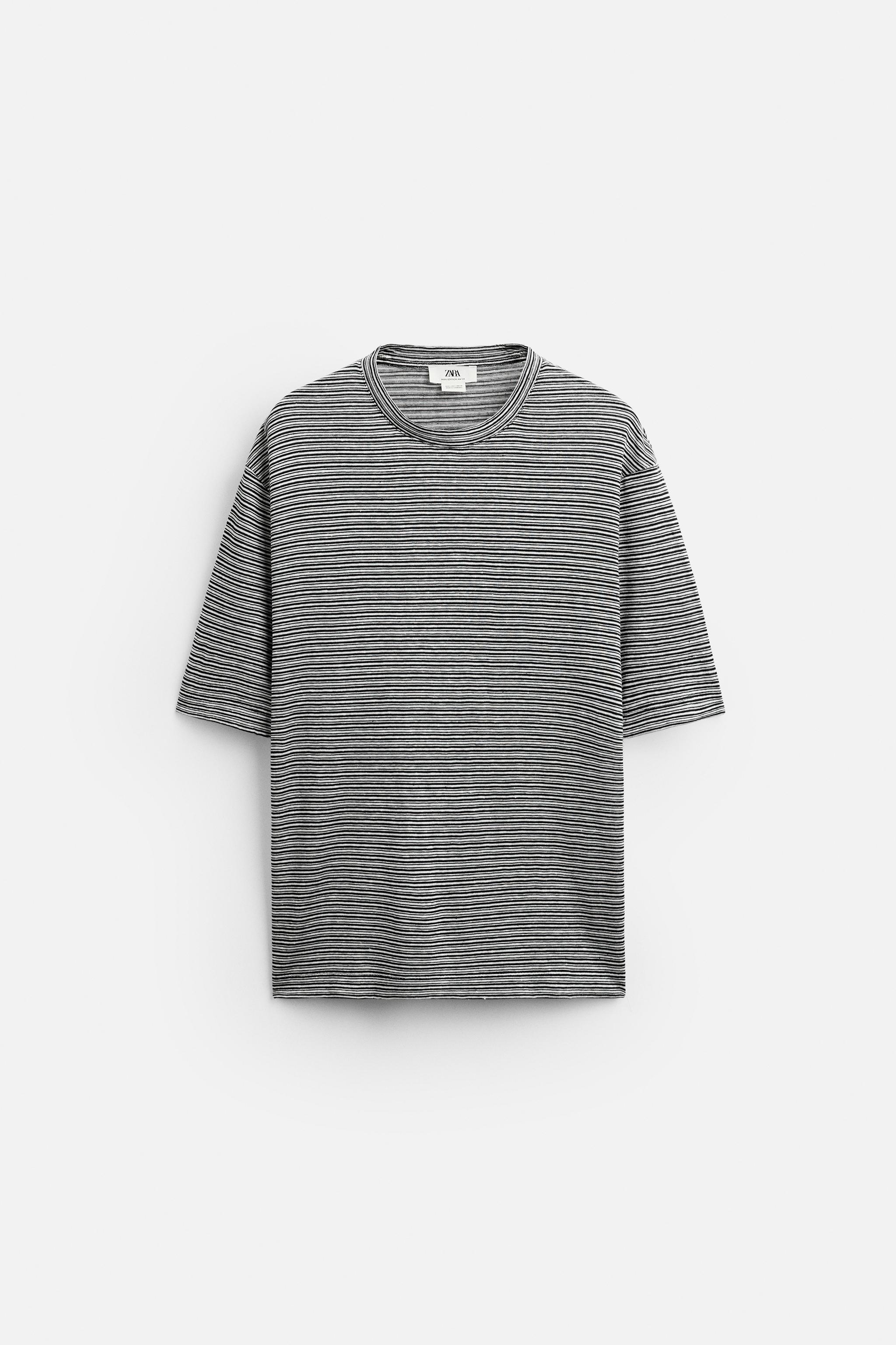 STRIPED HEMP - VISCOSE T-SHIRT Product Image