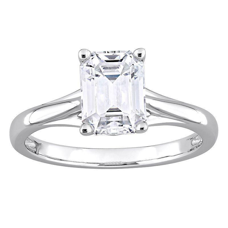 Stella Grace 14k White Gold Emerald Cut Lab-Created Moissanite Solitaire Ring, Womens Product Image