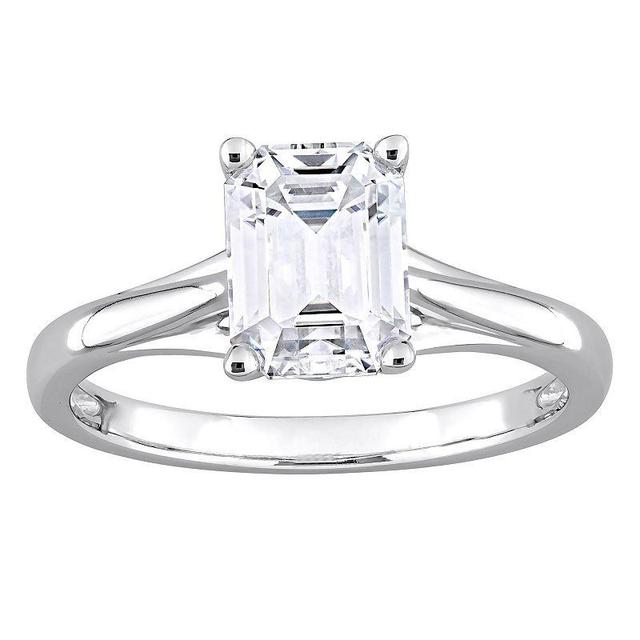 Stella Grace 14k White Gold Emerald Cut Lab-Created Moissanite Solitaire Ring, Womens Product Image