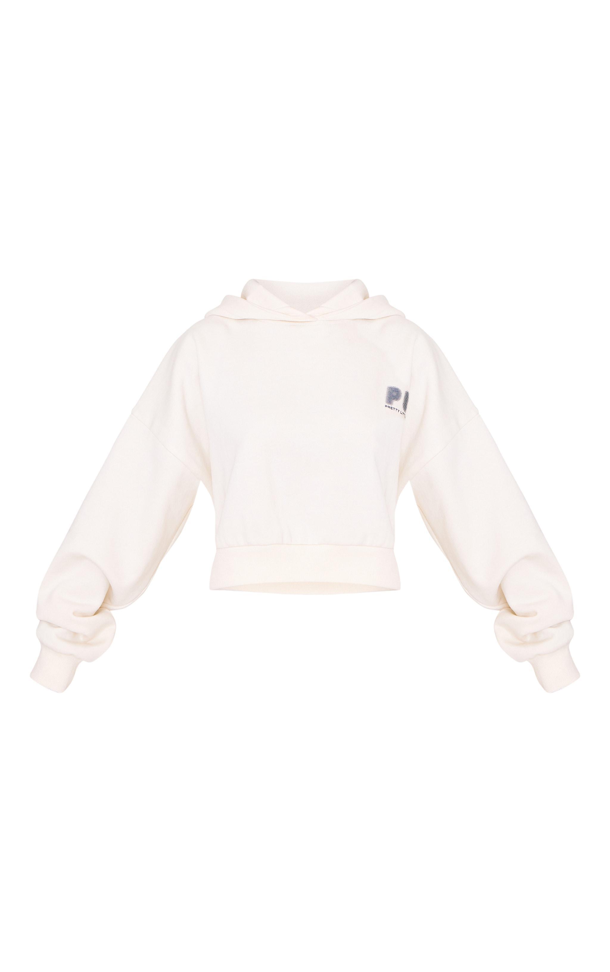 Petite Cream Printed Boxy Hoodie Product Image