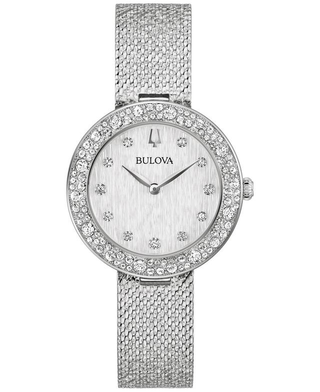 Bulova Womens Crystal Two Hand Stainless Steel Mesh Bracelet Watch Product Image