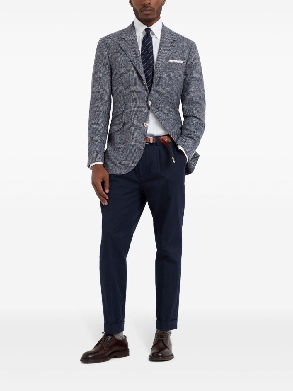 Single-breasted Checked Blazer In Blue Product Image