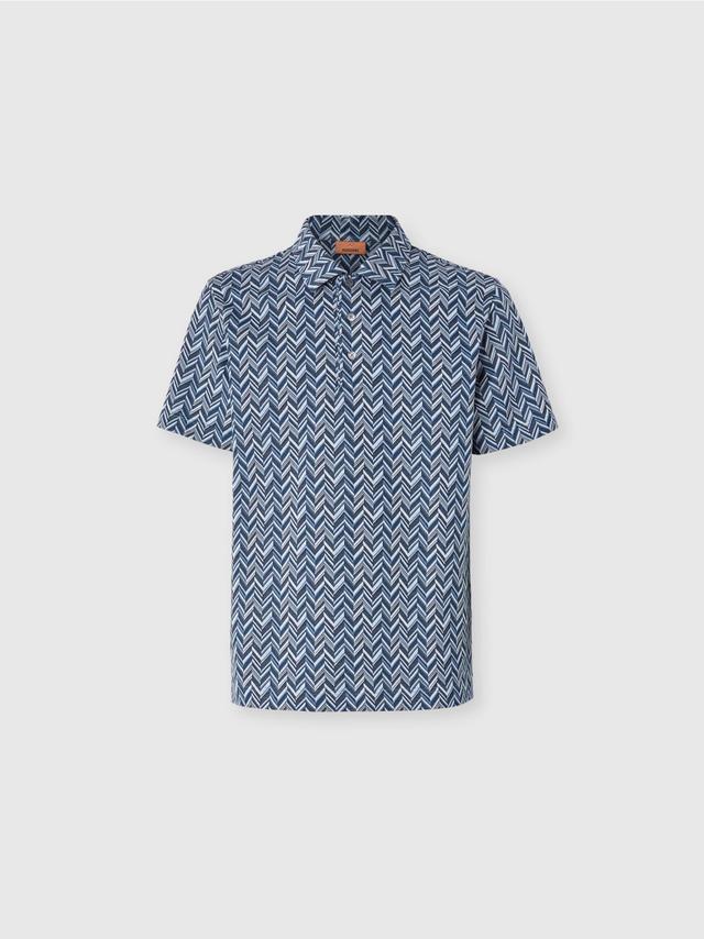 Zig zag jacquard cotton jersey polo shirt Product Image