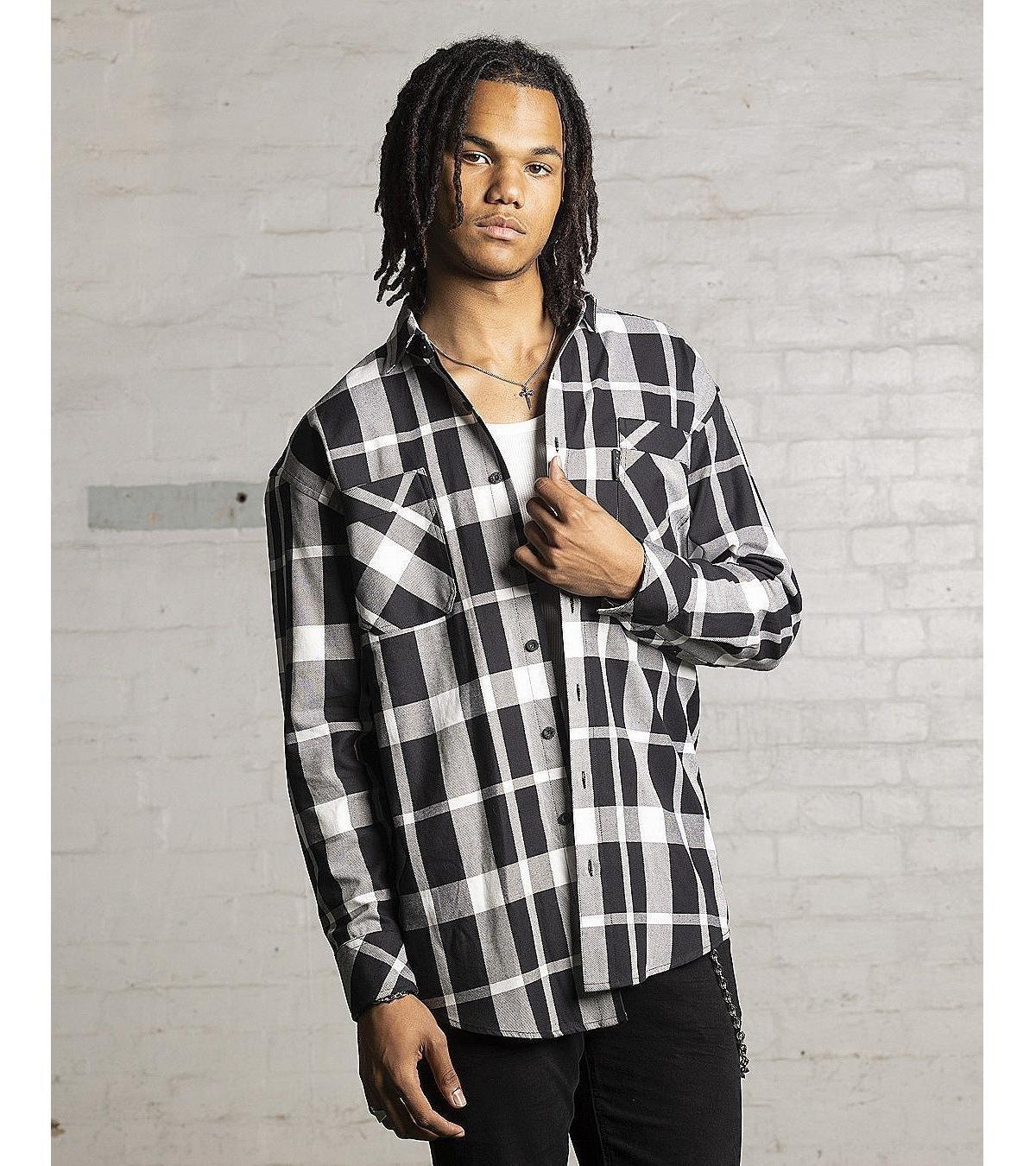 Mens Mulberry Long Sleeve Flannel Shirt - Black Product Image