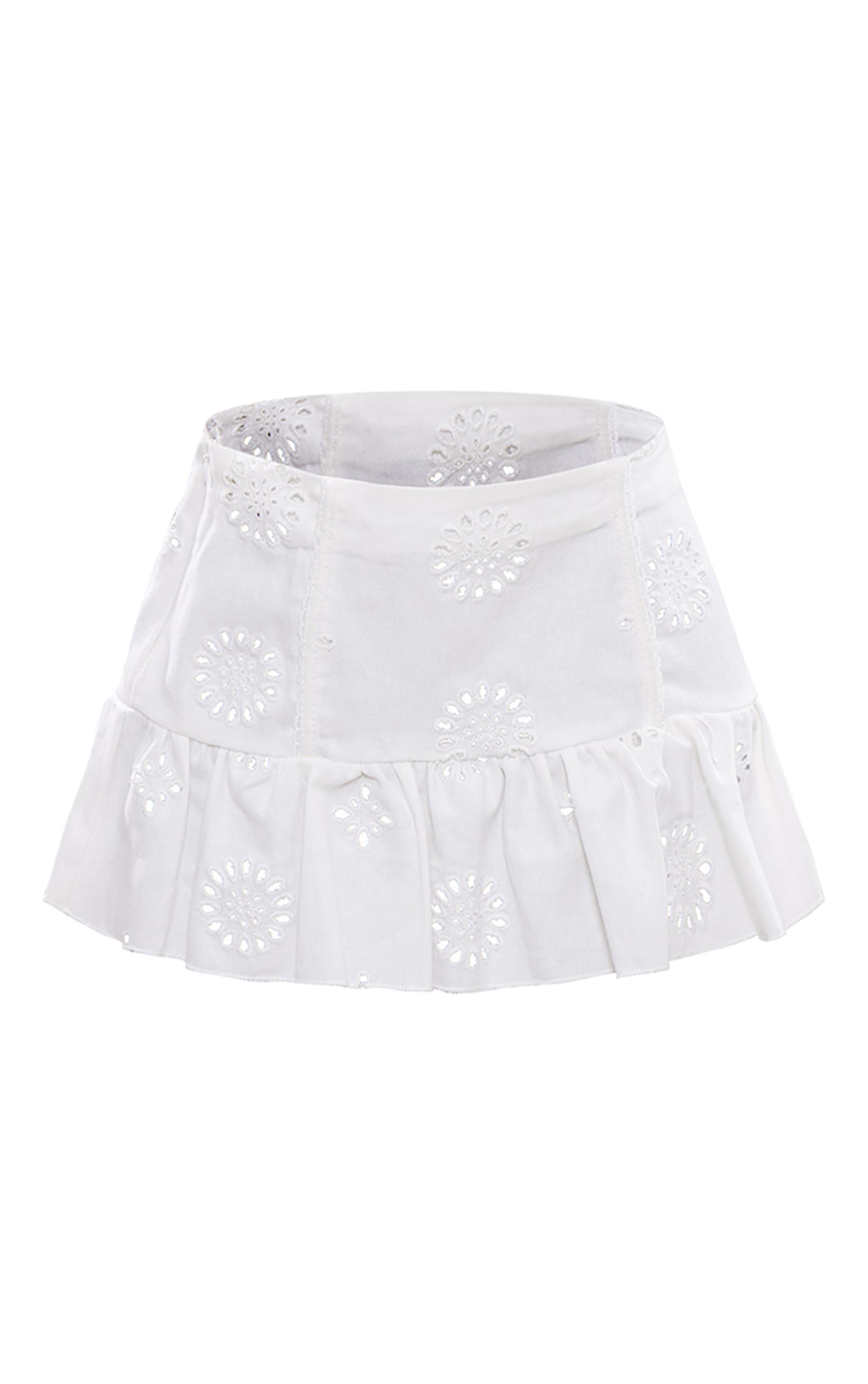 White Broderie Denim Floaty Mini Skirt Product Image