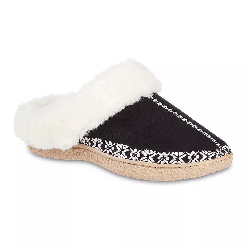 isotoner Clara Embroidered Microsuede Womens Hoodback Slippers Product Image