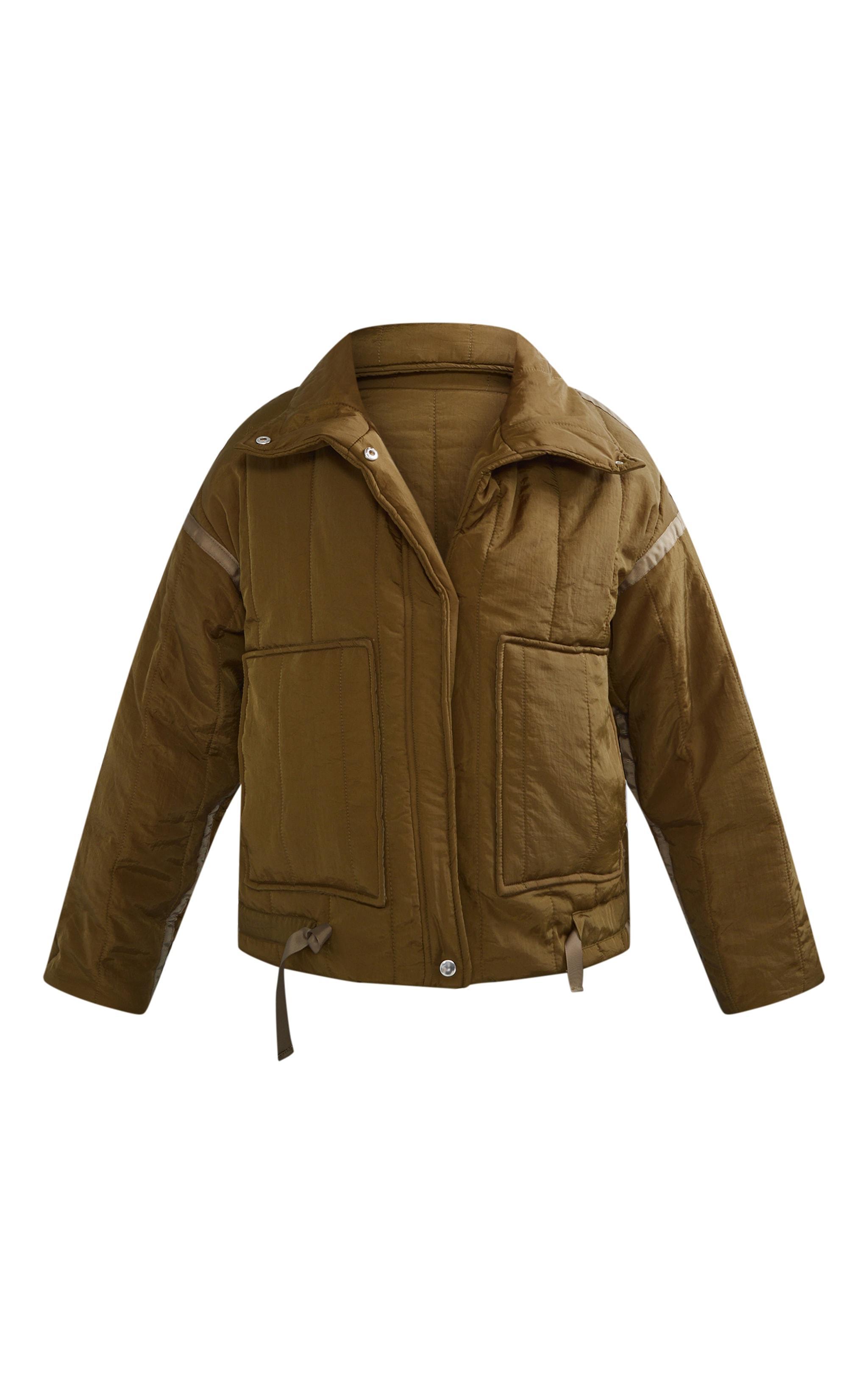 Khaki Quilted Padded Longline Jacket Product Image