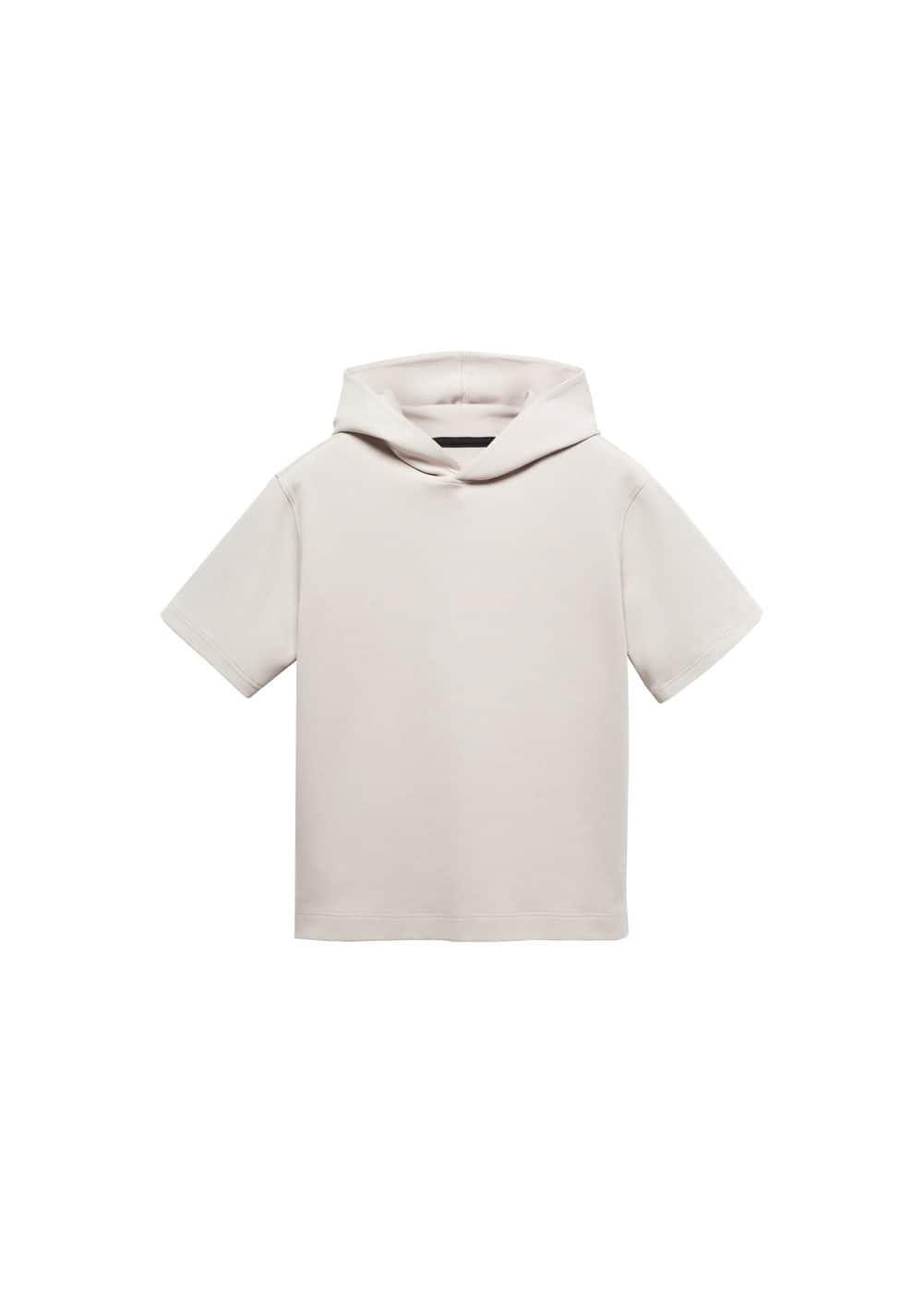 MANGO MAN - Short-sleeved hooded sweatshirt ice greyMen Product Image