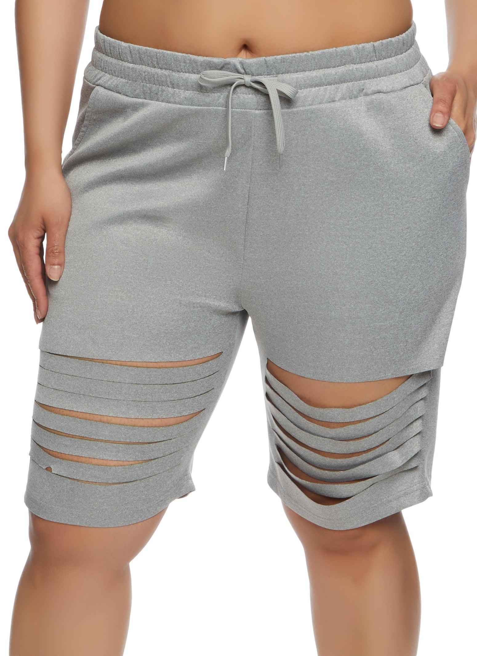 Womens Plus Size Laser Cut Drawstring Bermuda Shorts Product Image