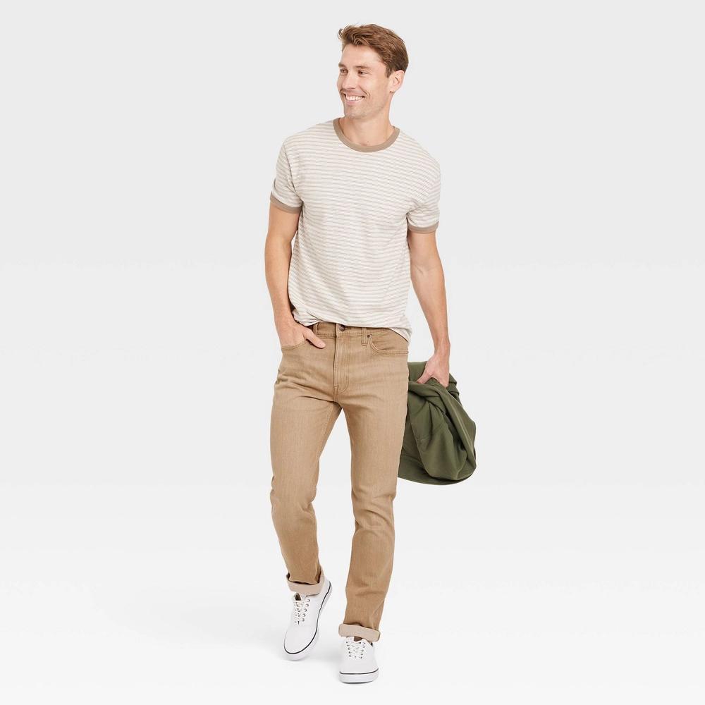 Mens Slim Fit Jeans - Goodfellow & Co Khaki 42x30 Product Image