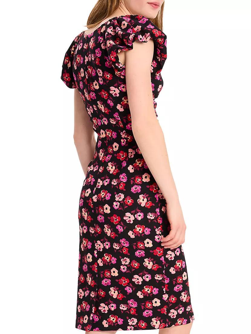 Mainline Fall Poppies Ruched V-Neck Midi-Dress Product Image