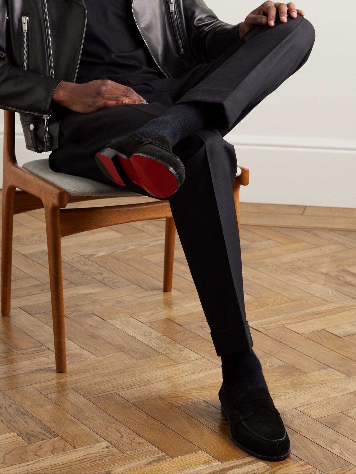 CHRISTIAN LOUBOUTIN No Penny Suede Loafers In Black Product Image