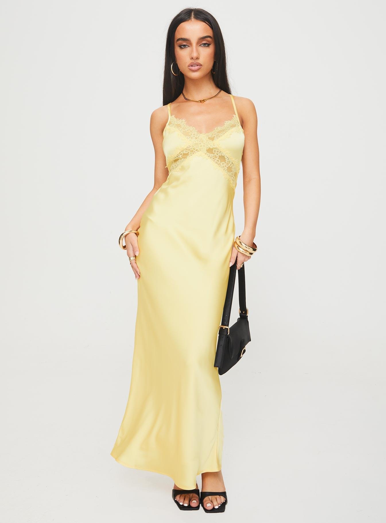 Treasure Bias Cut Maxi Dress Lemon Product Image