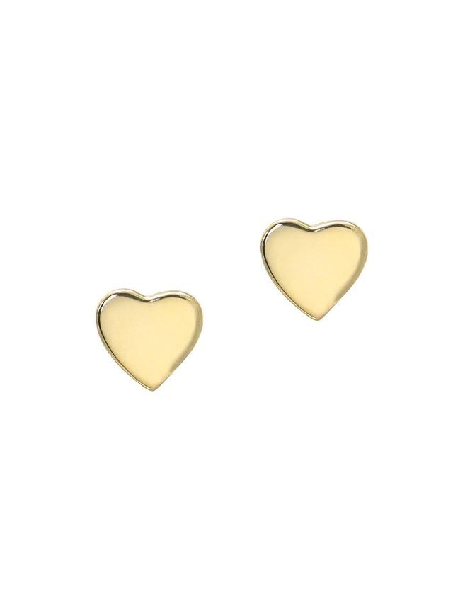 Womens Love Letter 14K Yellow Gold Heart Stud Earrings Product Image