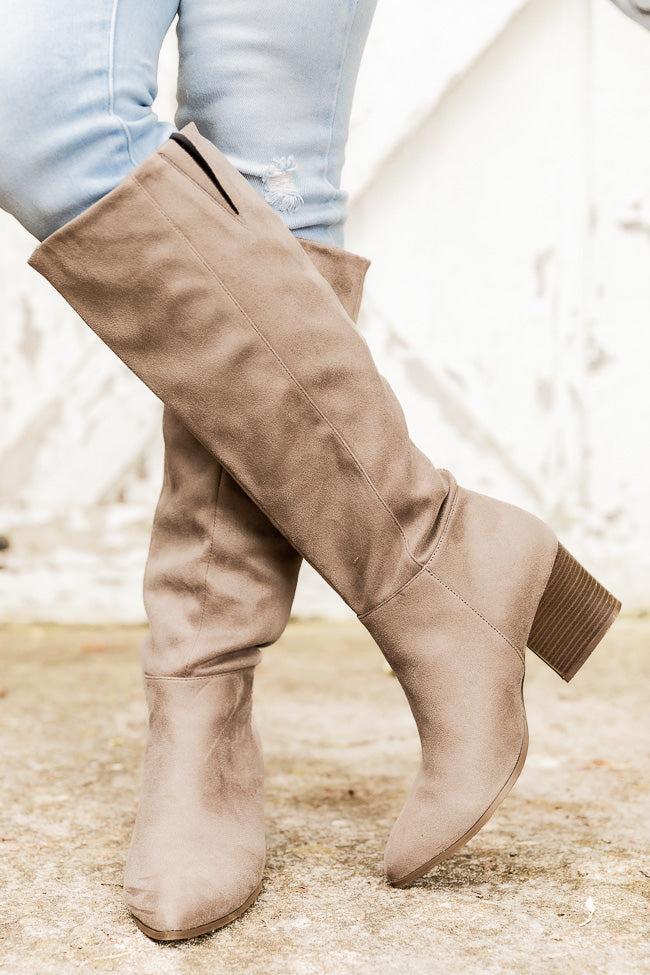 Marlee Taupe Pointed Toe Suede Boots FINAL SALE Product Image