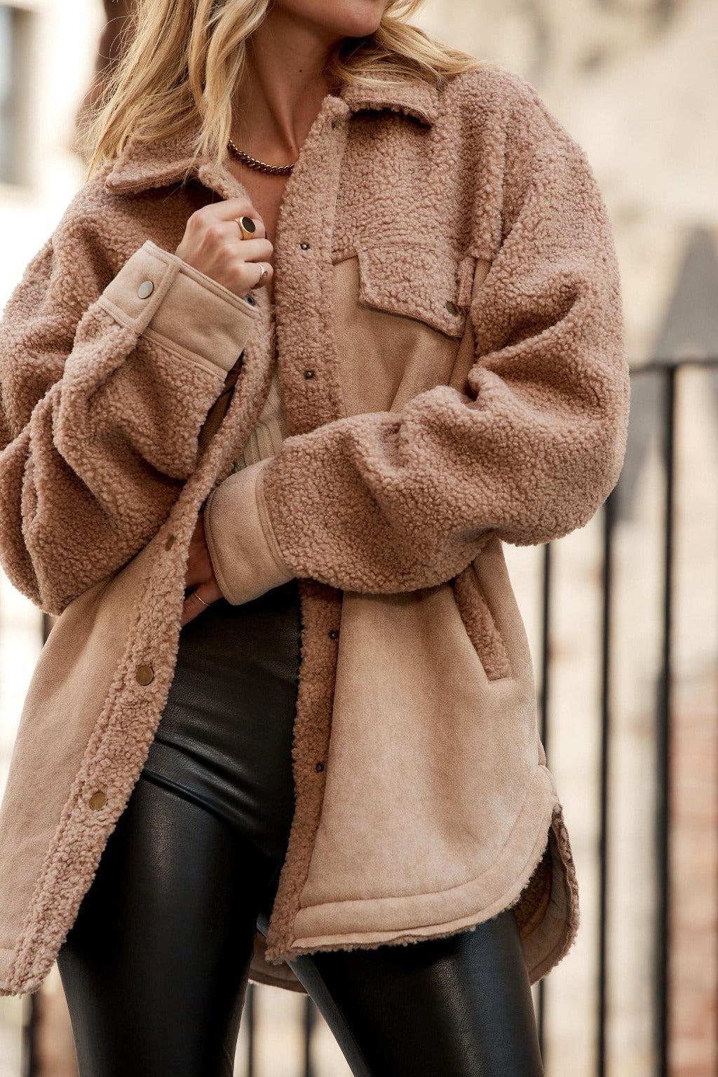 Bobbi Tan Suede Sherpa Jacket Product Image