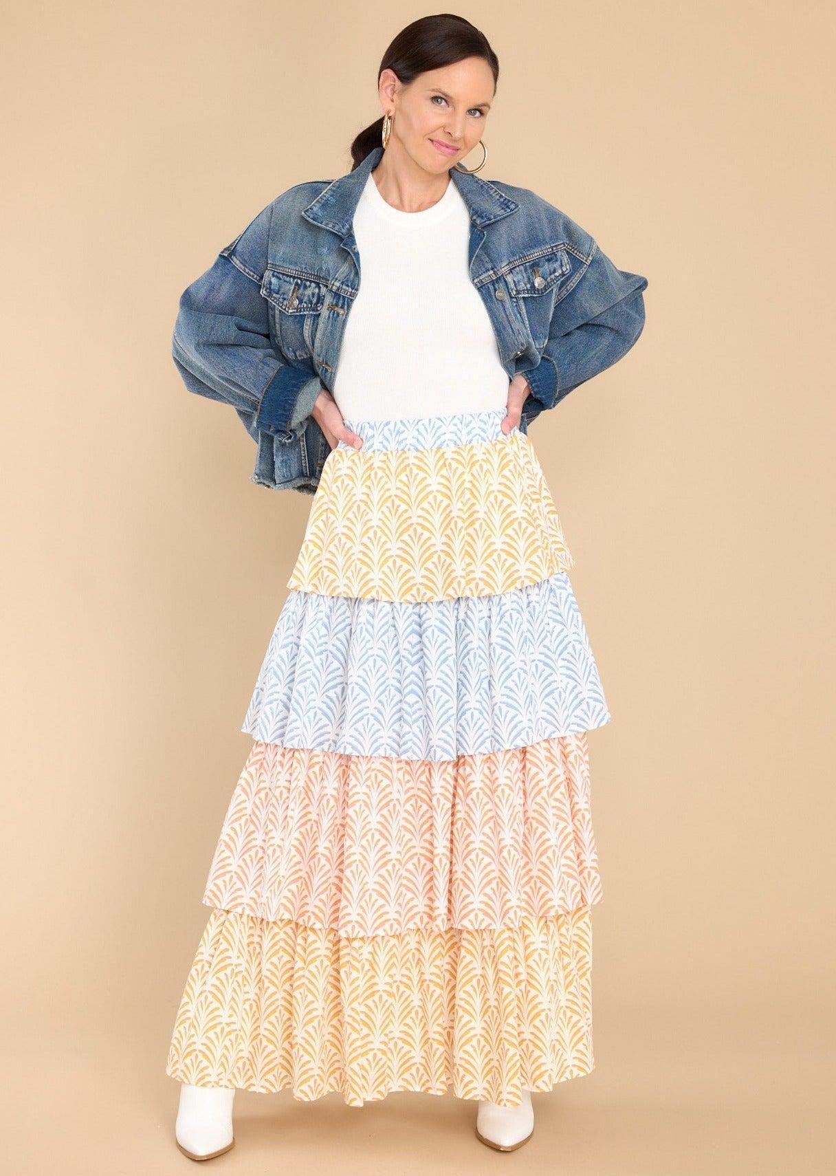 Aura Never A Dull Moment Sunflower Yellow Multi Print Skirt Product Image