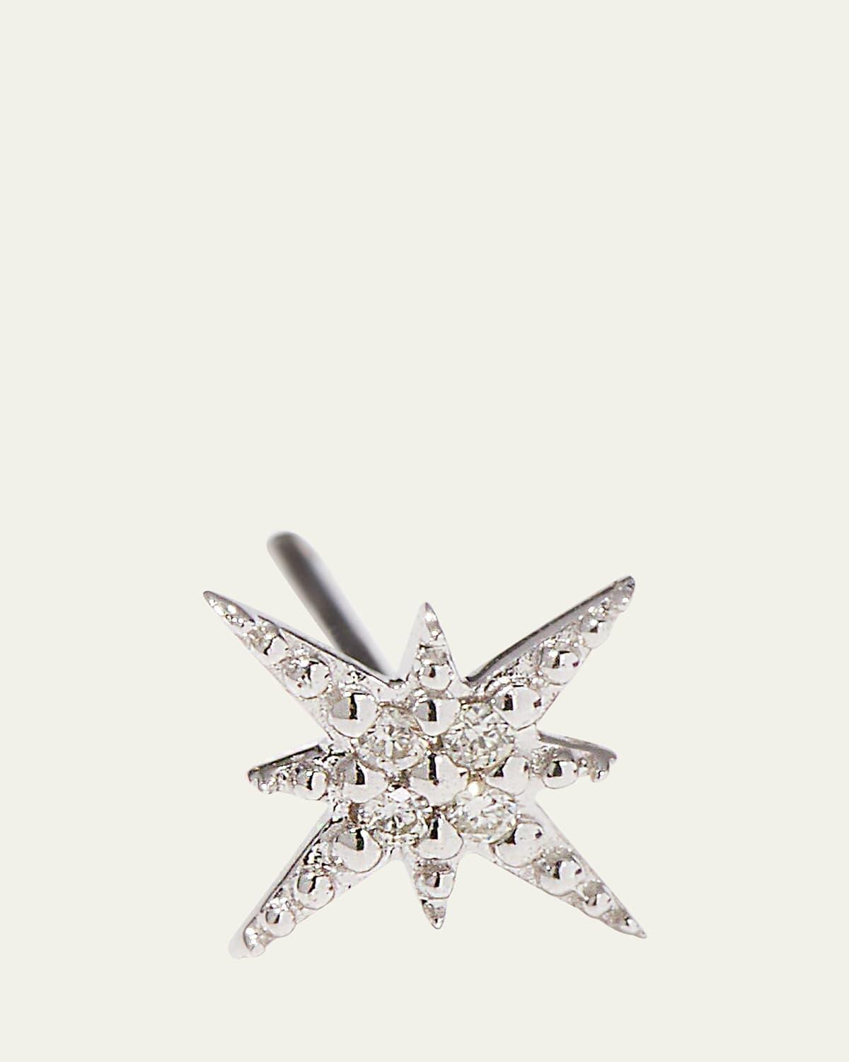 Womens 14K White Gold & Diamond Pav Starburst Single Stud Earring Product Image