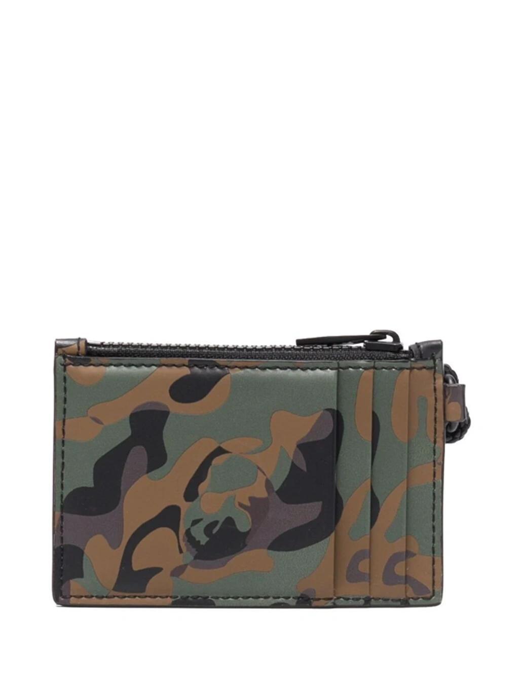 Camouflage-print Lanyard Cardholder In Green Product Image