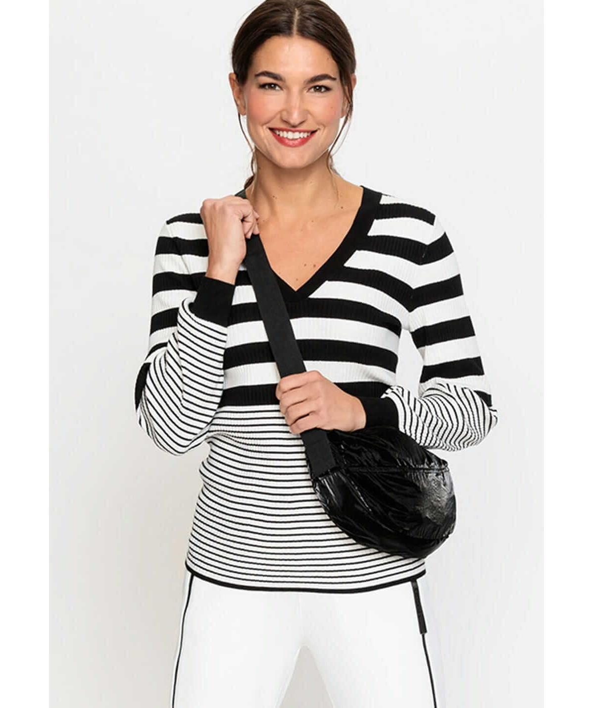 Olsen Womens L/S Varied Stripe V-Neck Sweater product image