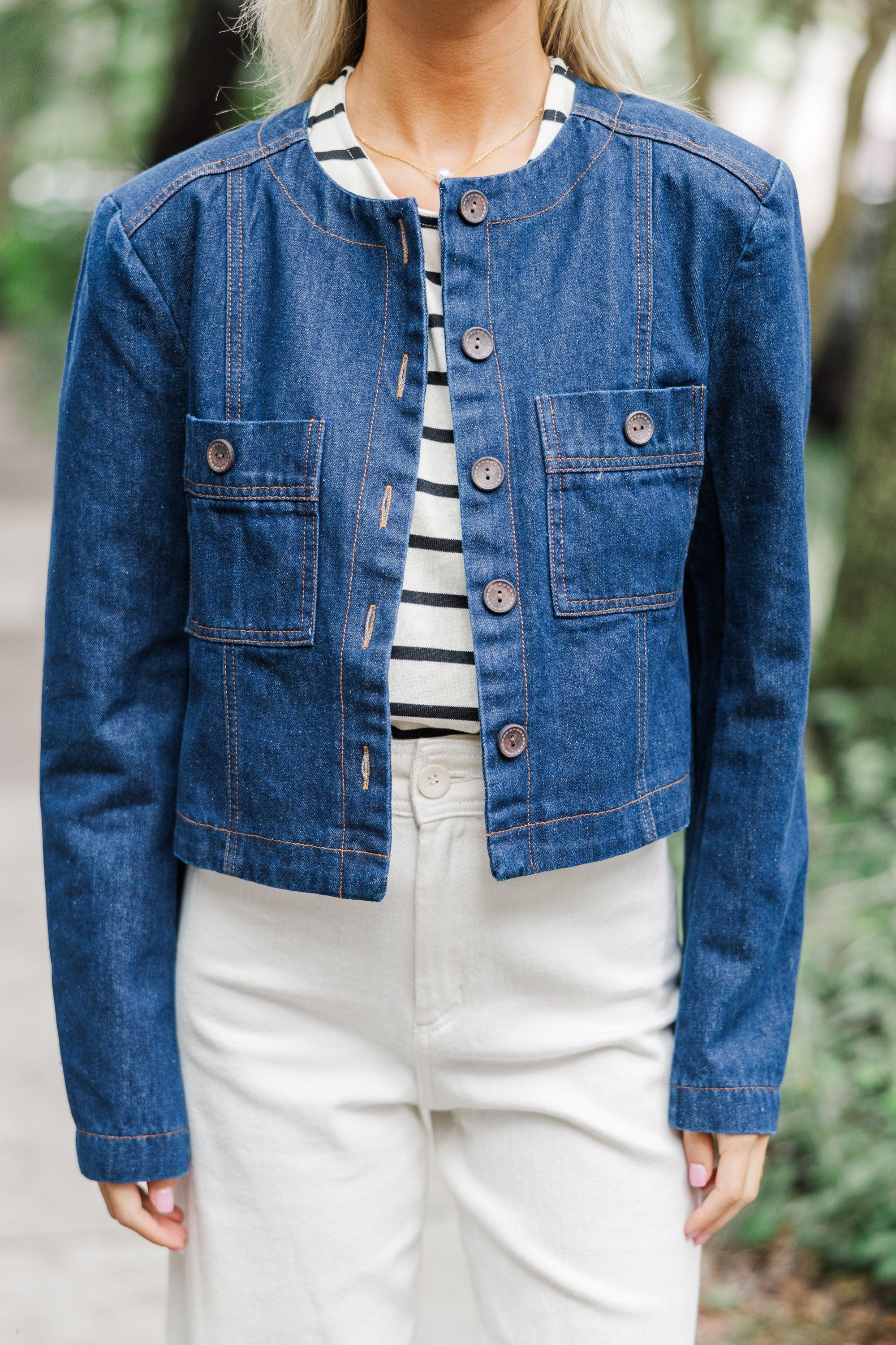 Talk About It Blue Denim Jacket Female Product Image