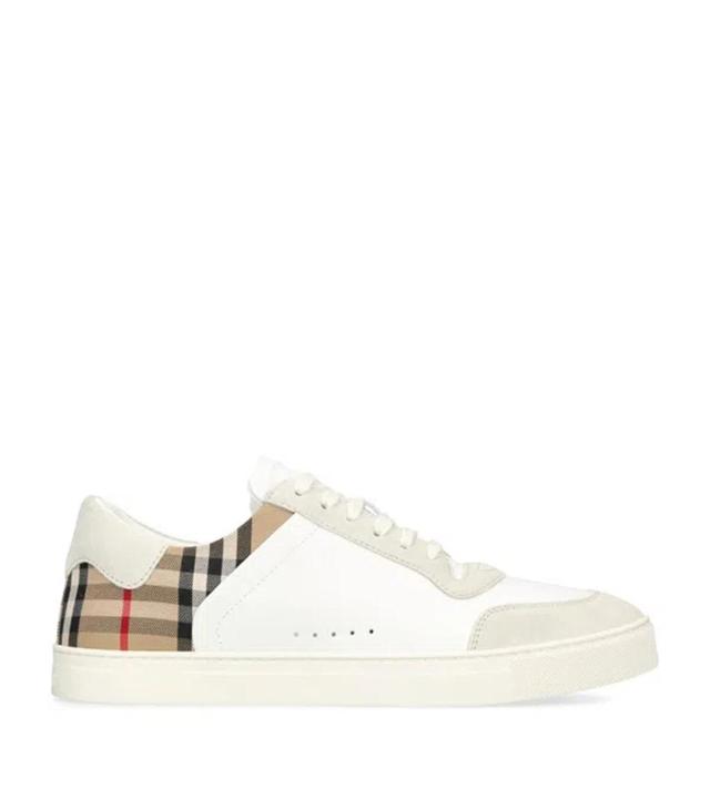 BURBERRY Check Leather Sneakers In Mixed Colours Product Image