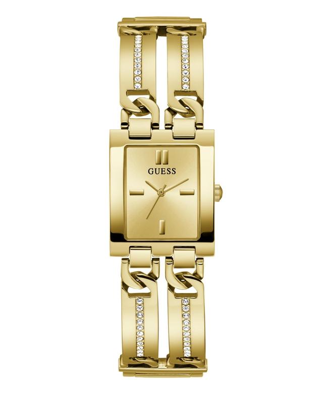 Guess Womens Analog Rectangular Case Gold Tone Stainless Steel Bracelet Watch Product Image