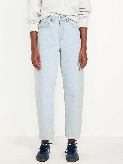 High-Waisted Barrel Ankle Jeans Product Image