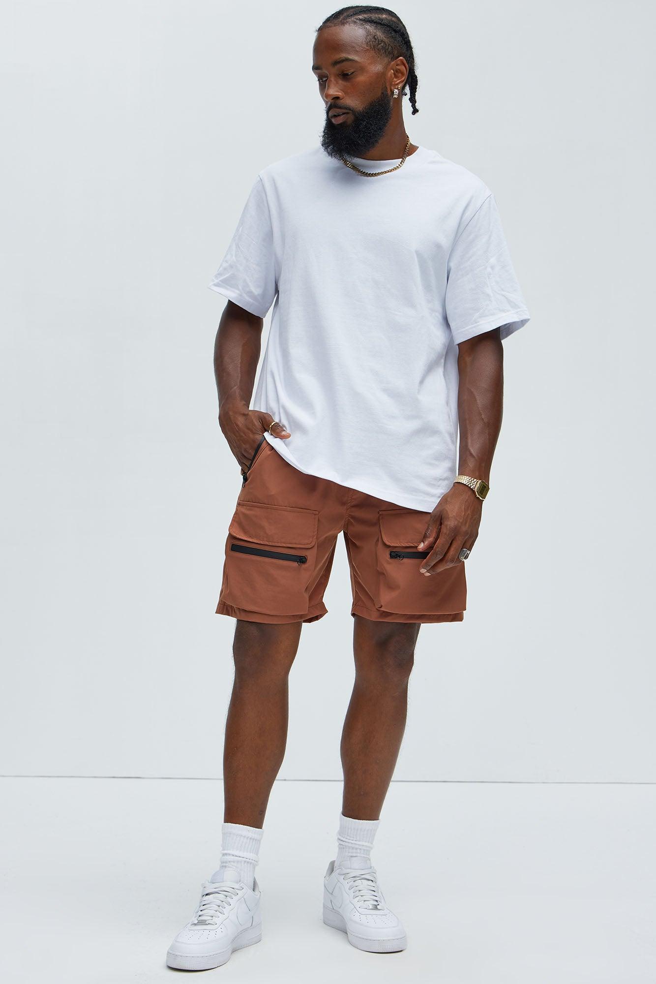 Come Up Nylon Cargo Shorts - Brown Product Image