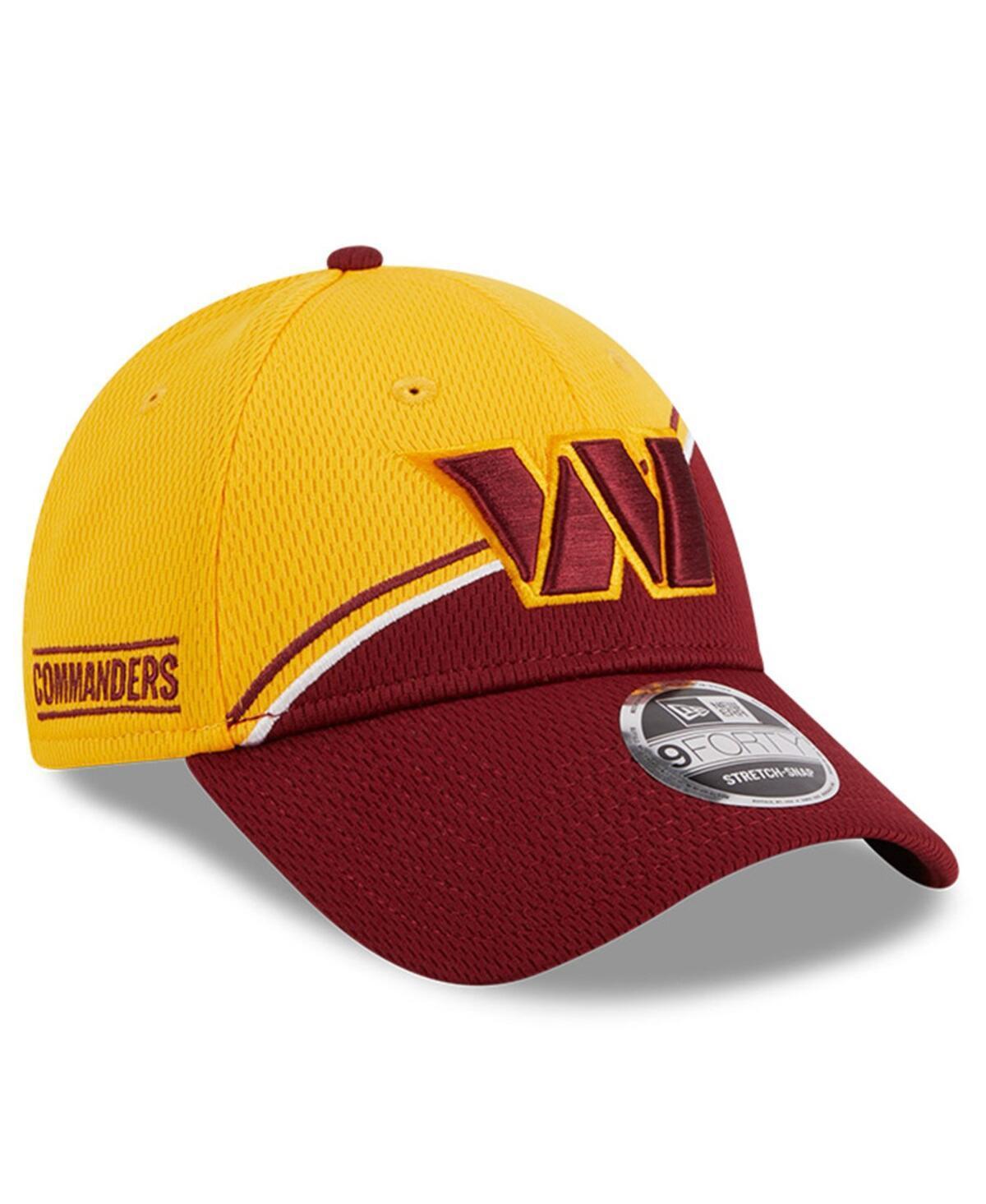 Mens New Era Gold/Burgundy Washington Commanders 2023 Sideline 9FORTY Adjustable Hat Product Image