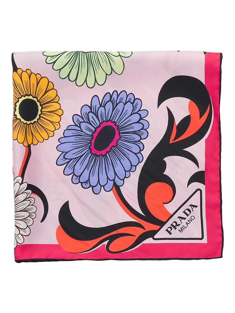 Flower-Print Silk Scarf Product Image