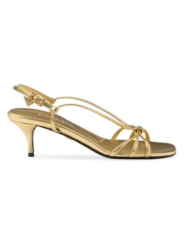 Womens Gold/silver Mordoré Metallic-leather Heeled Sandals Product Image