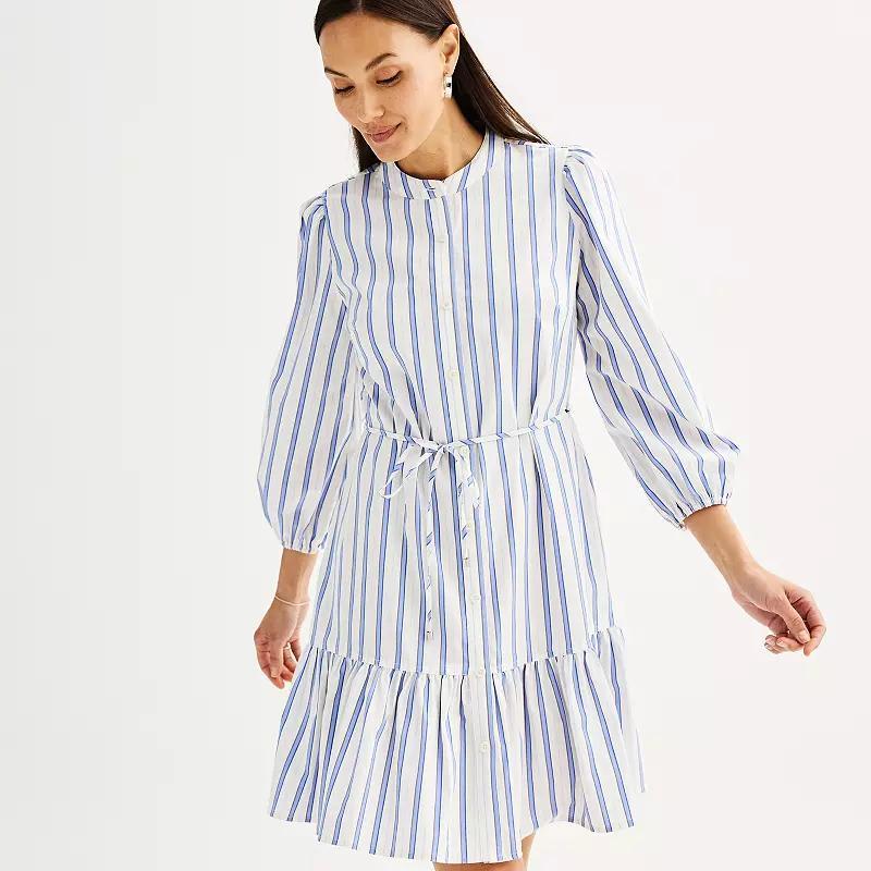 Womens Nine West Blouson Sleeve Belted Dress Product Image