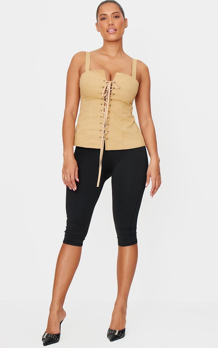 Shape Beige Square Neck Long Line Cargo Corset Top Product Image