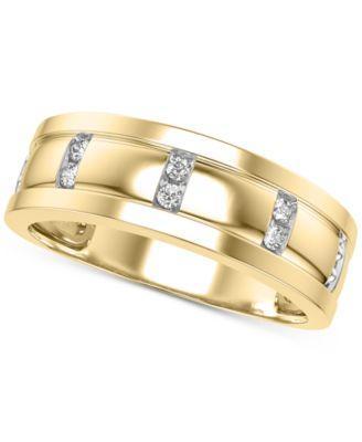 Mens Diamond Band (1/10 ct. t.w.) in 10k Yellow Gold and 10k White Gold Product Image