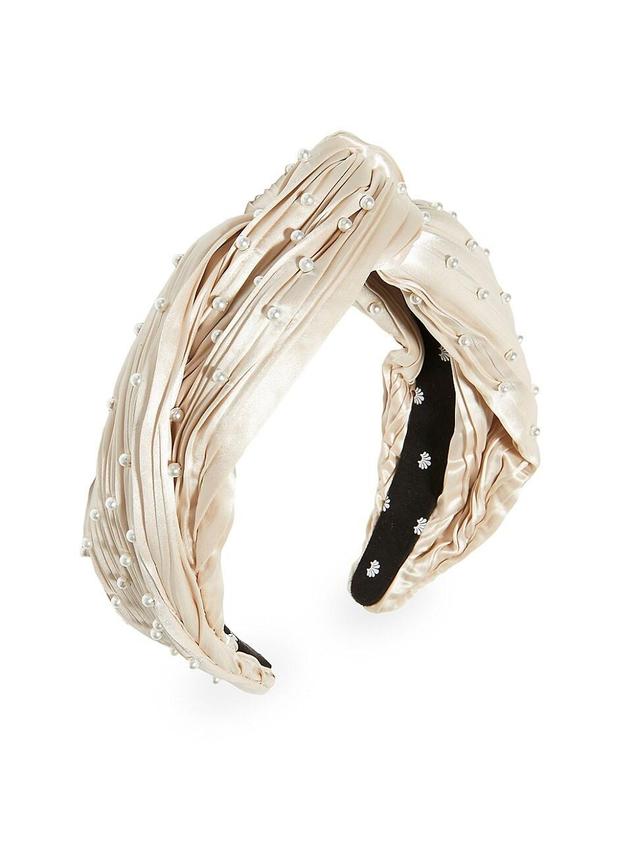 Womens Gretta Pearl-Embellished Satin Headband Product Image